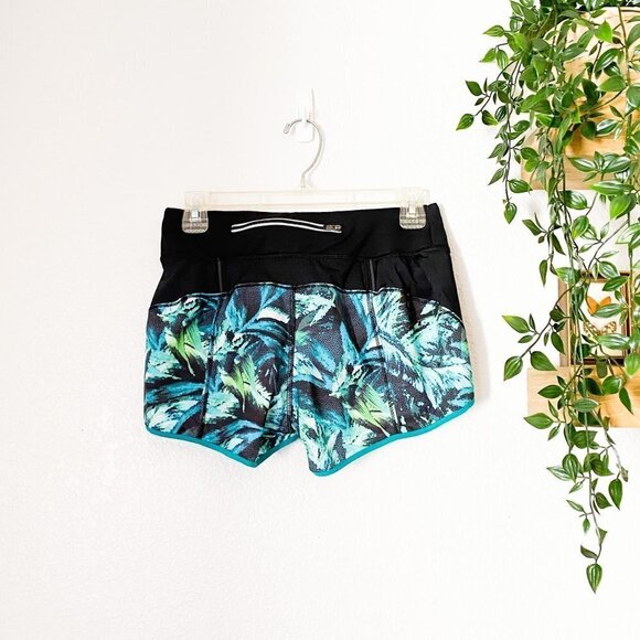 🦋 ATHLETA Napali Track This Run Shorts XS Tropical Palm Leaves Athletic Workout - Picture 4 of 6